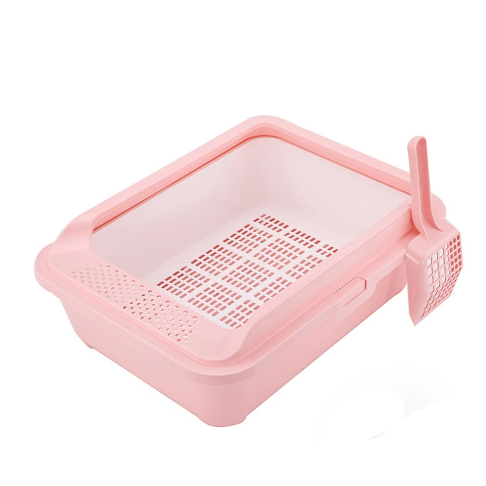 Preventing Splash Semi-Enclosed Plastic Pet Cat Toilet with Cat Toilet Shovel