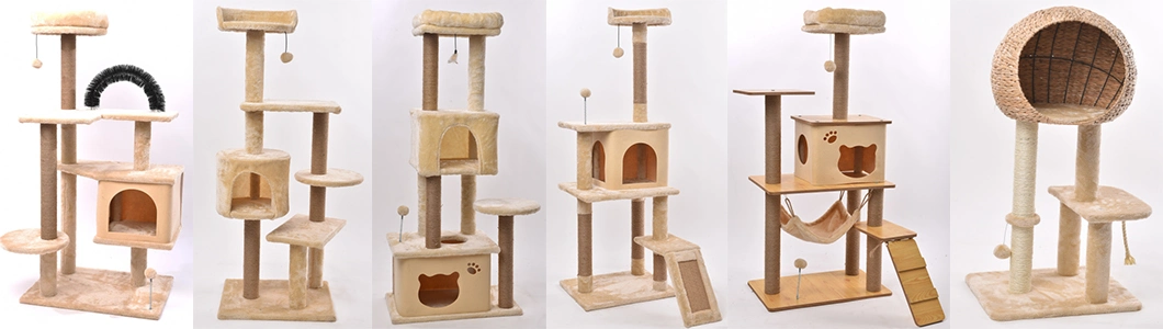 Artificial Sisal Plush Post Feline Scratcher Meow Room Kitten Climber Kitty House Cat Tree with Scratching Pad Climbing Pole