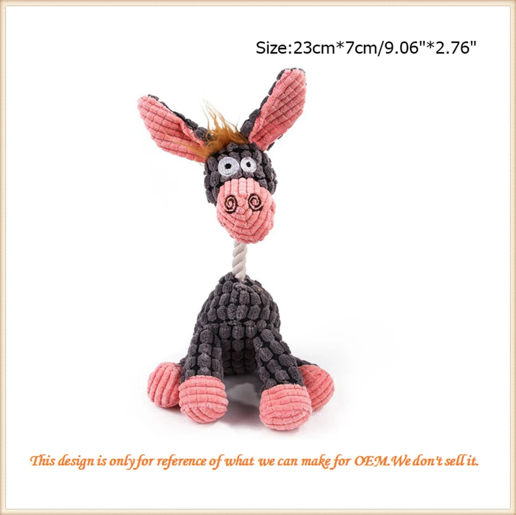 Custom Mix Color Cute Funny Donkey Soft/Plush/Stuffed/ Interactive/Durable Pet Toy for Dog/Cat/Pets/ Aggressive Chewers