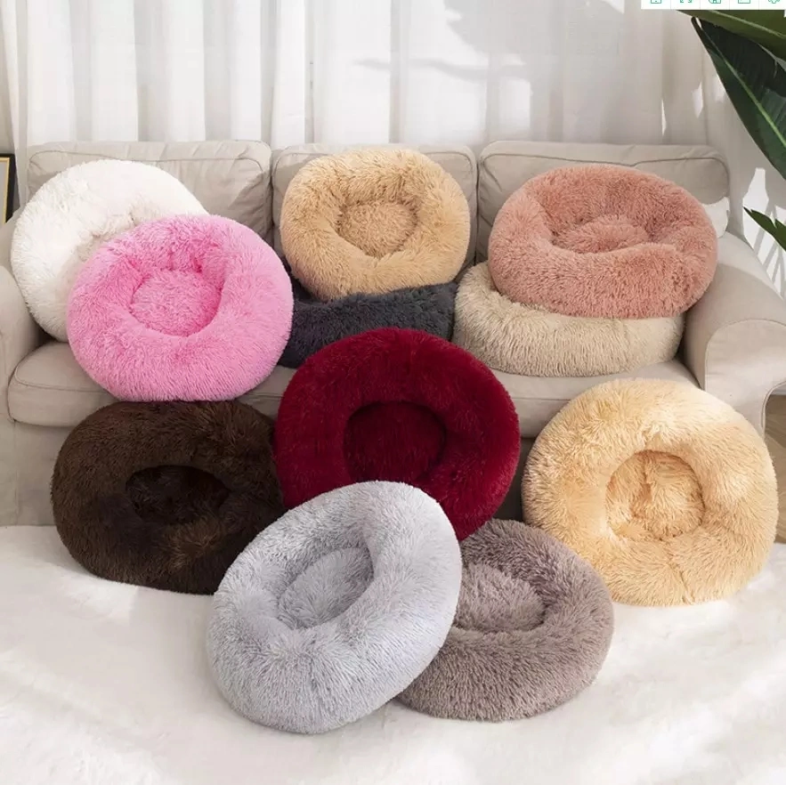 Wholesale Soft Luxury Round Designer Plush Dog Cat Pet Beds